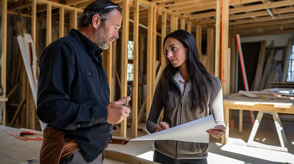 The general contractor communicating with the homeowner